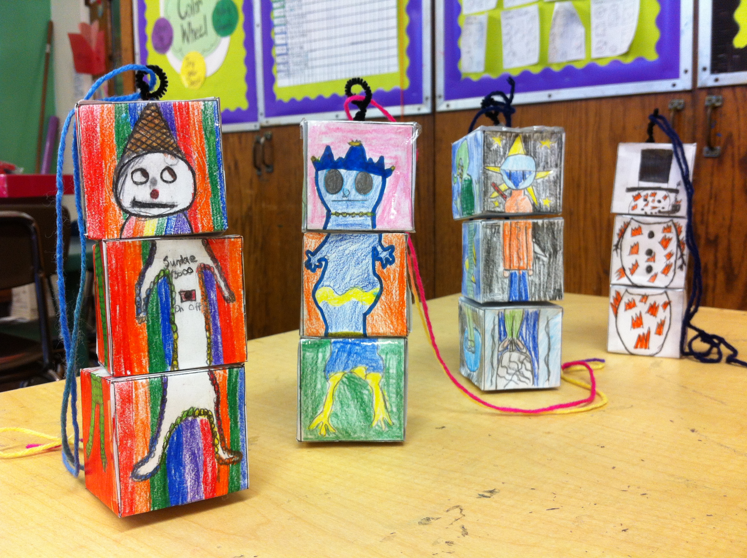 Cube Creatures. Colored pencil/paper art. (Grade 5)