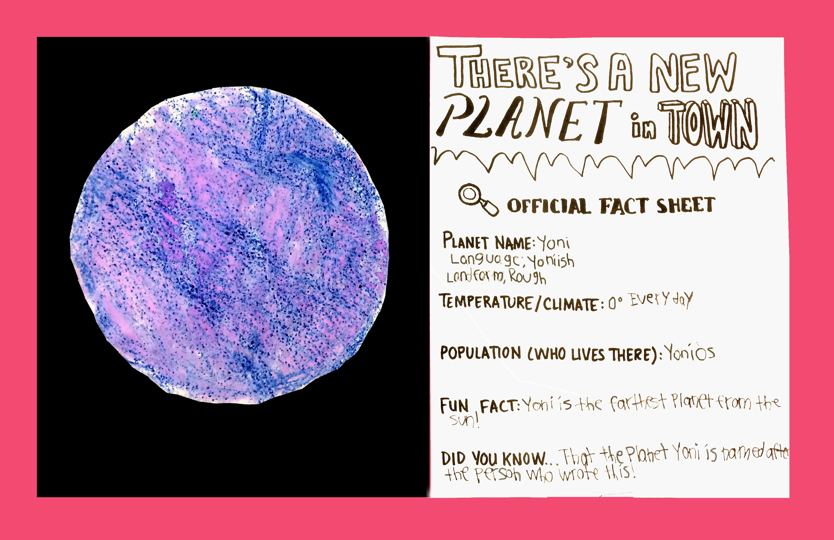 Alien Planet Landscapes. Mixed Media,  crayons/watercolor with text. (Grades 3-4)