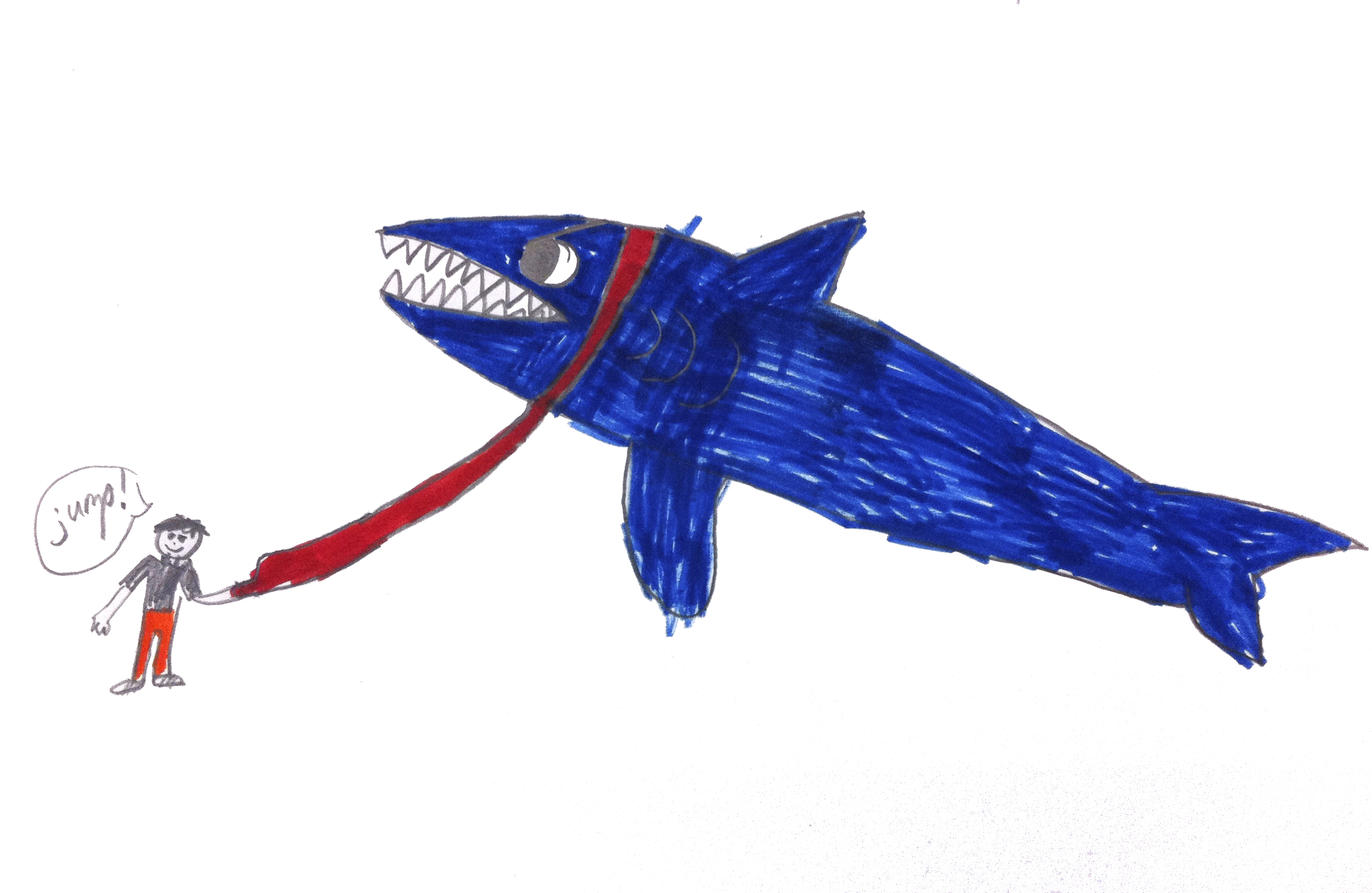 "Shark on a Leash." My Animal Bestie. Markers on paper. (Grade 2)